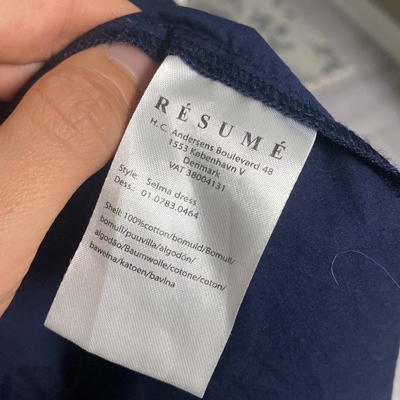 Resume Selma navy embroidered dress with button front size EU 38 or US L - Picture 5 of 5